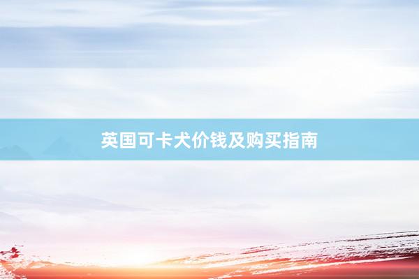 英国可卡犬价钱及购买指南